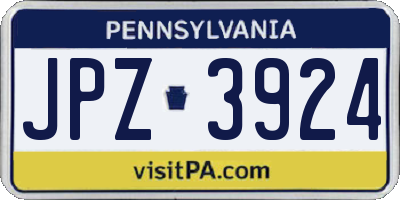 PA license plate JPZ3924