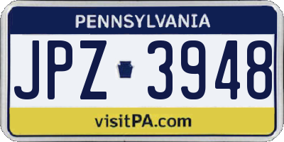 PA license plate JPZ3948