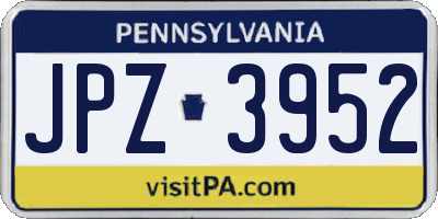 PA license plate JPZ3952
