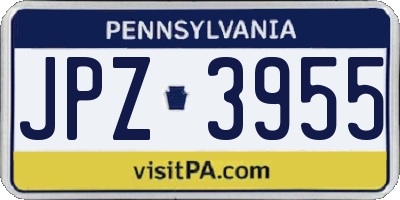 PA license plate JPZ3955