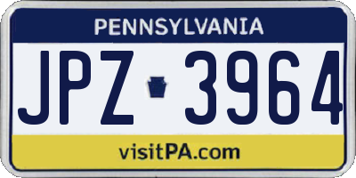 PA license plate JPZ3964