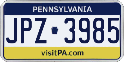 PA license plate JPZ3985