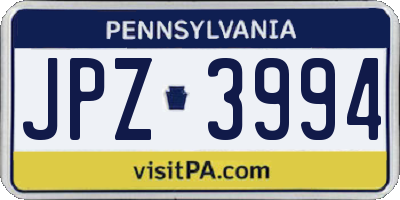 PA license plate JPZ3994
