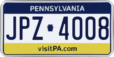 PA license plate JPZ4008