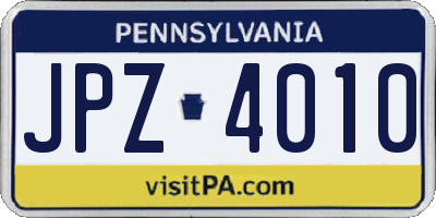 PA license plate JPZ4010