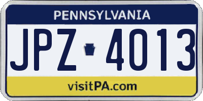 PA license plate JPZ4013
