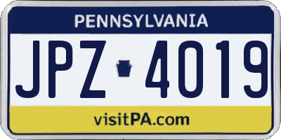 PA license plate JPZ4019