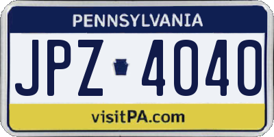 PA license plate JPZ4040