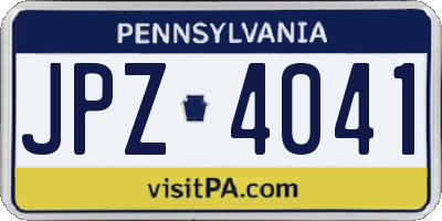 PA license plate JPZ4041