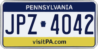 PA license plate JPZ4042