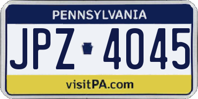 PA license plate JPZ4045
