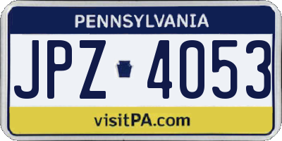 PA license plate JPZ4053