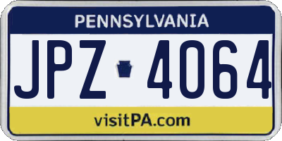 PA license plate JPZ4064