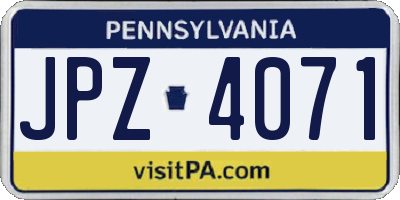 PA license plate JPZ4071