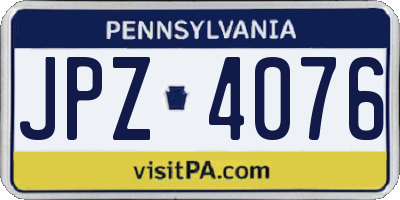 PA license plate JPZ4076