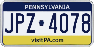 PA license plate JPZ4078