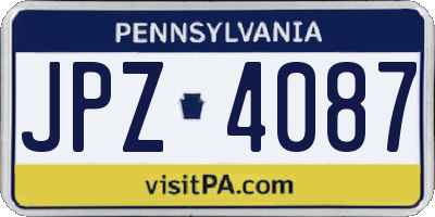 PA license plate JPZ4087