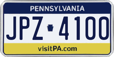 PA license plate JPZ4100