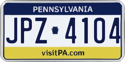PA license plate JPZ4104