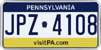 PA license plate JPZ4108
