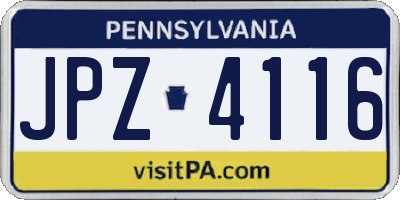 PA license plate JPZ4116
