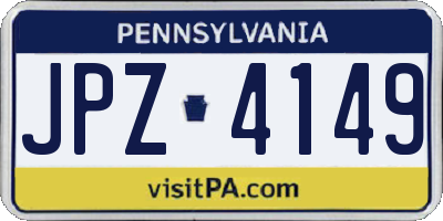 PA license plate JPZ4149