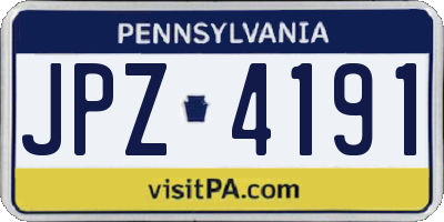 PA license plate JPZ4191