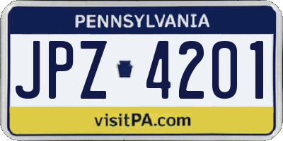 PA license plate JPZ4201