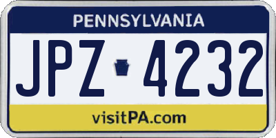 PA license plate JPZ4232