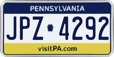 PA license plate JPZ4292