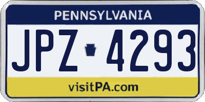 PA license plate JPZ4293