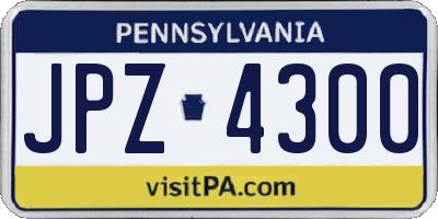 PA license plate JPZ4300