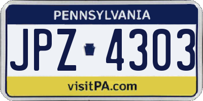 PA license plate JPZ4303