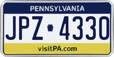 PA license plate JPZ4330
