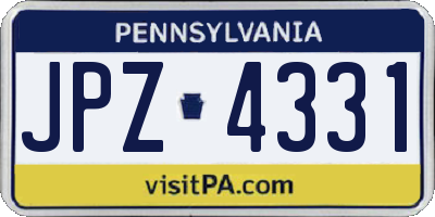 PA license plate JPZ4331