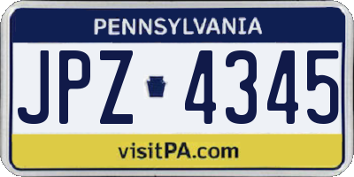PA license plate JPZ4345