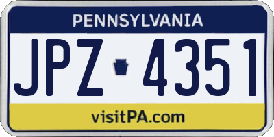 PA license plate JPZ4351