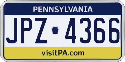 PA license plate JPZ4366