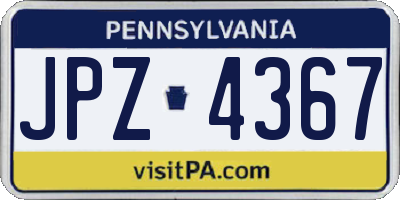 PA license plate JPZ4367