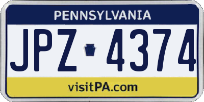 PA license plate JPZ4374