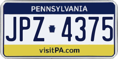 PA license plate JPZ4375