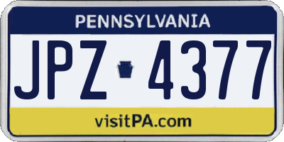 PA license plate JPZ4377