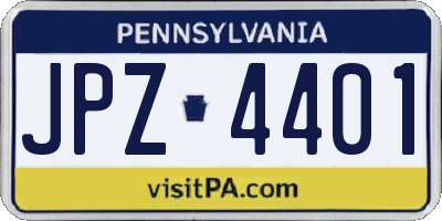 PA license plate JPZ4401