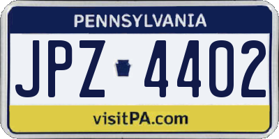 PA license plate JPZ4402