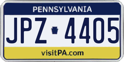 PA license plate JPZ4405