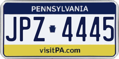 PA license plate JPZ4445