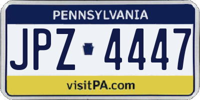PA license plate JPZ4447