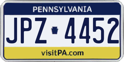 PA license plate JPZ4452