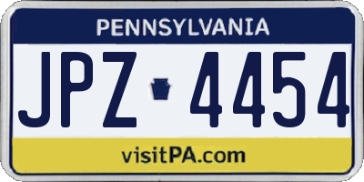 PA license plate JPZ4454
