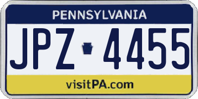 PA license plate JPZ4455